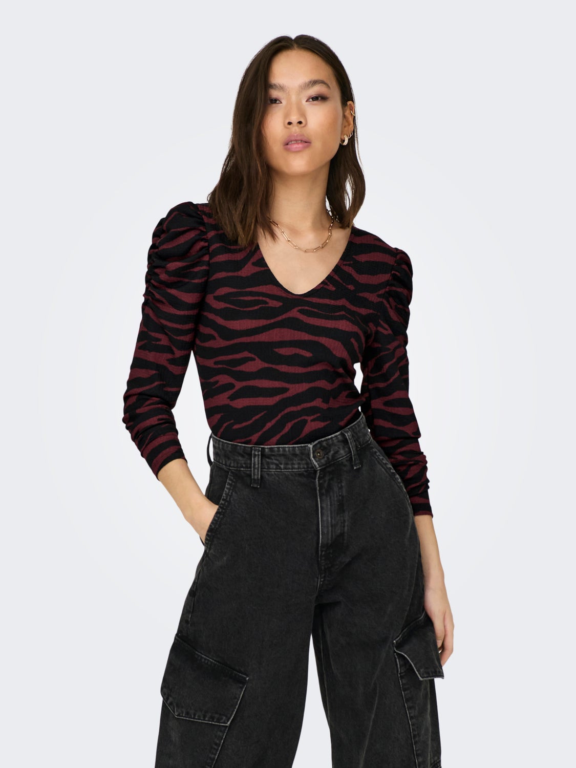 V-neck top with print