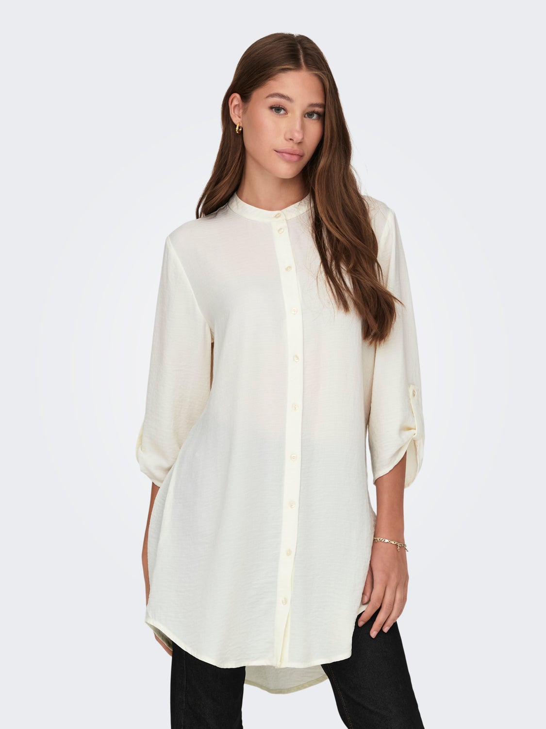 Mini shirt dress with china collar