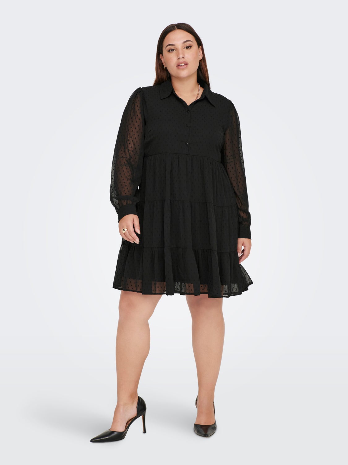 Curvy mesh detail dress