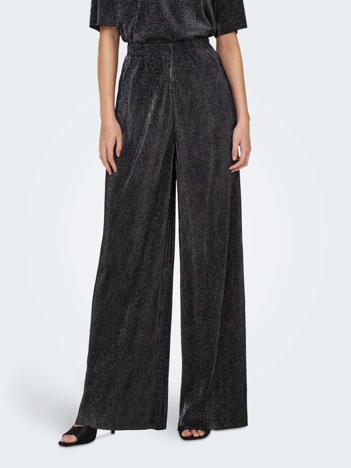 Wide fit glitter trousers