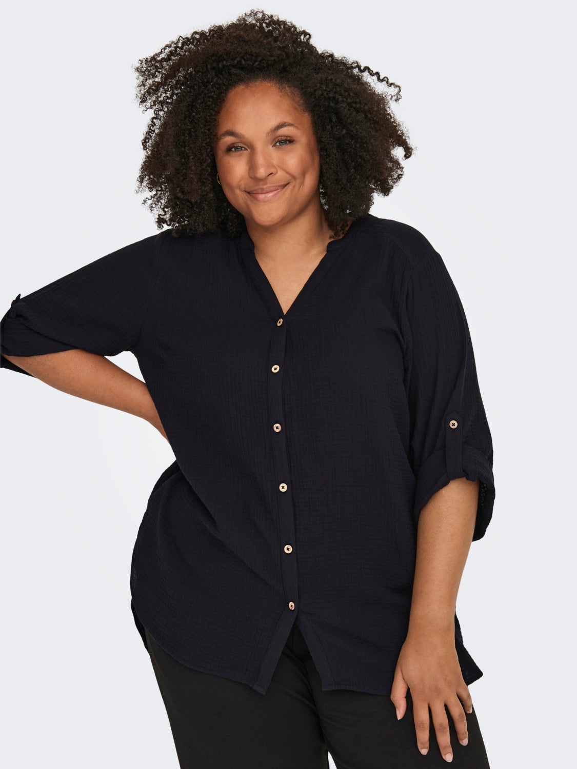 Curvy cotton shirt
