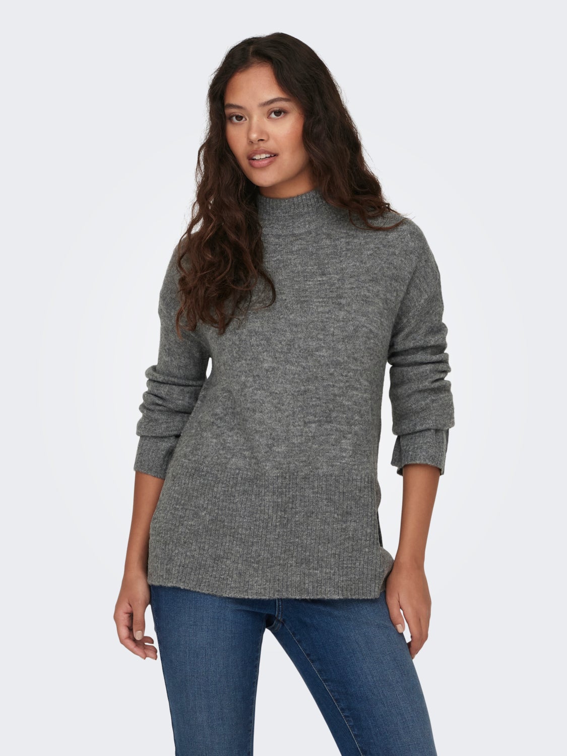 high neck knitted pullover