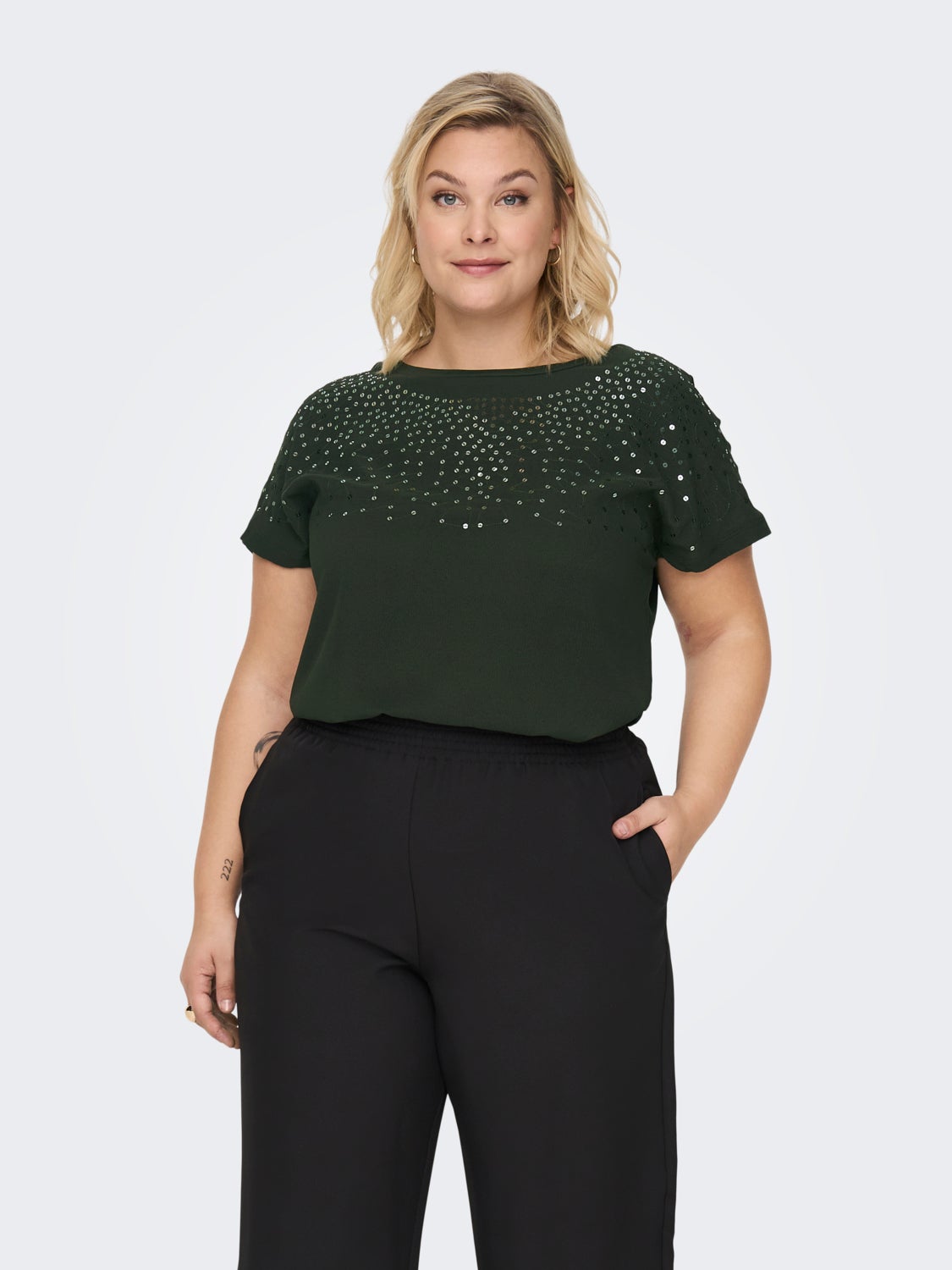 Curvy glitter detail top