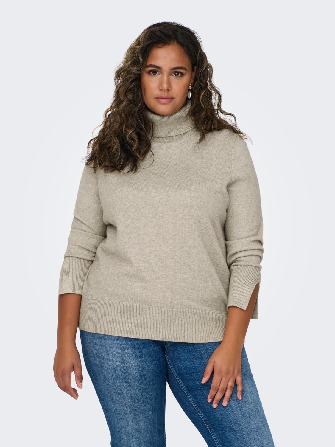 Curvy knit sweat with high neck