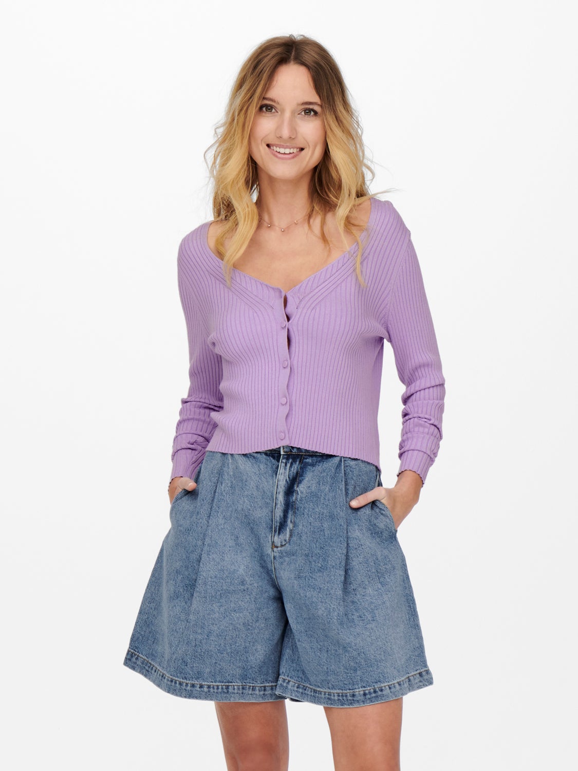 Fitted V-neck Knitted Cardigan