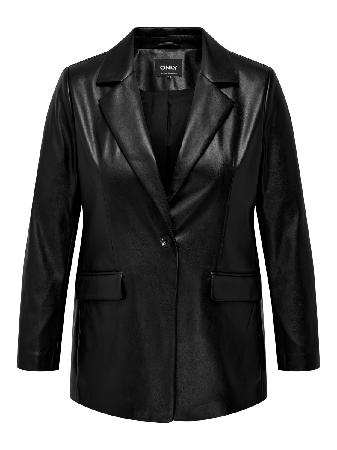 Curvy faux leather blazer