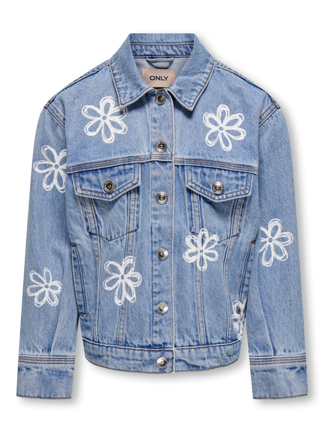 Denim jacket with flower print