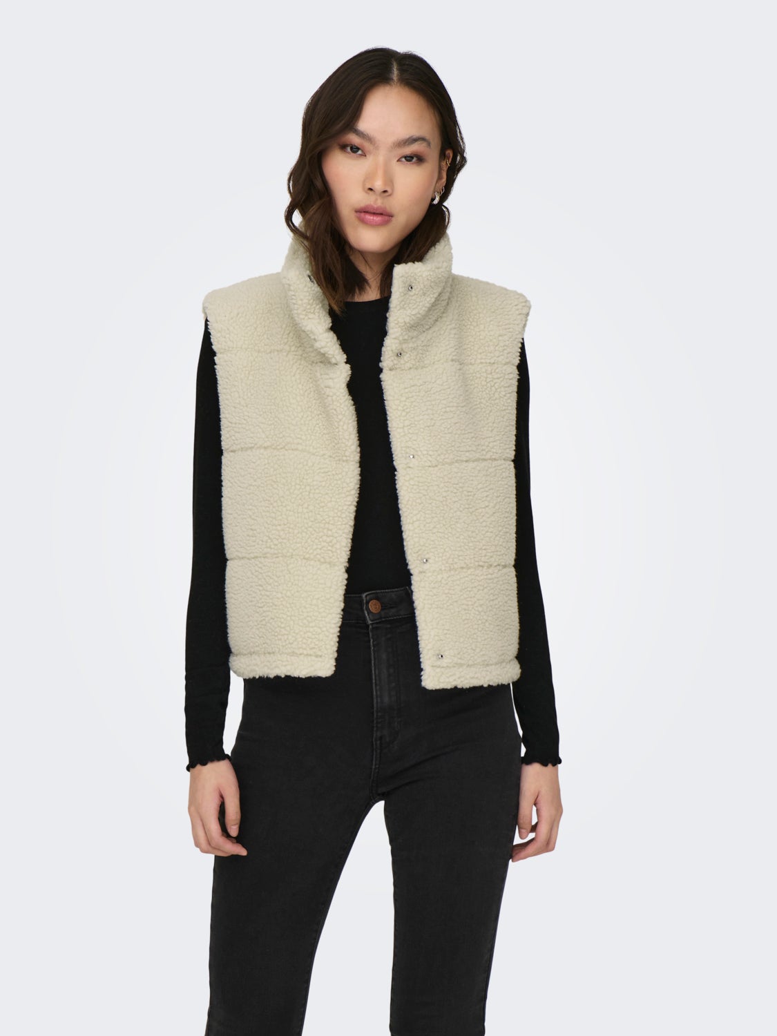 High neck teddy gilet