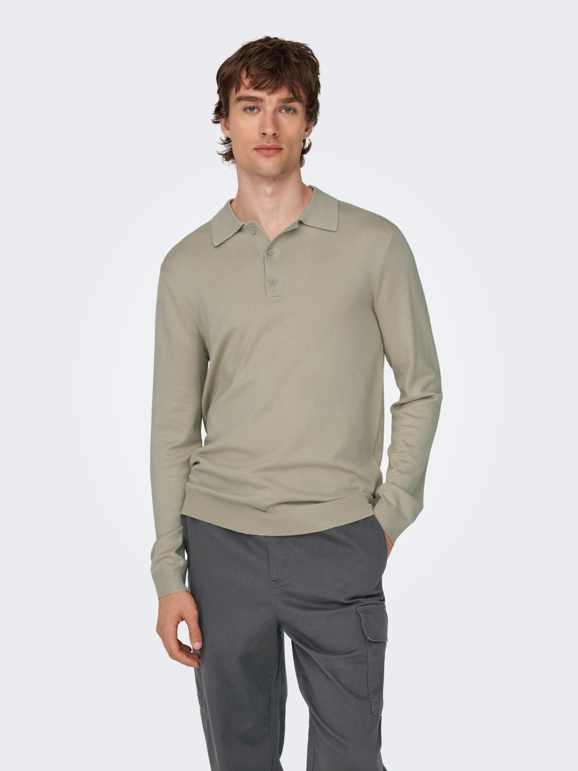 Knit polo with long sleeves