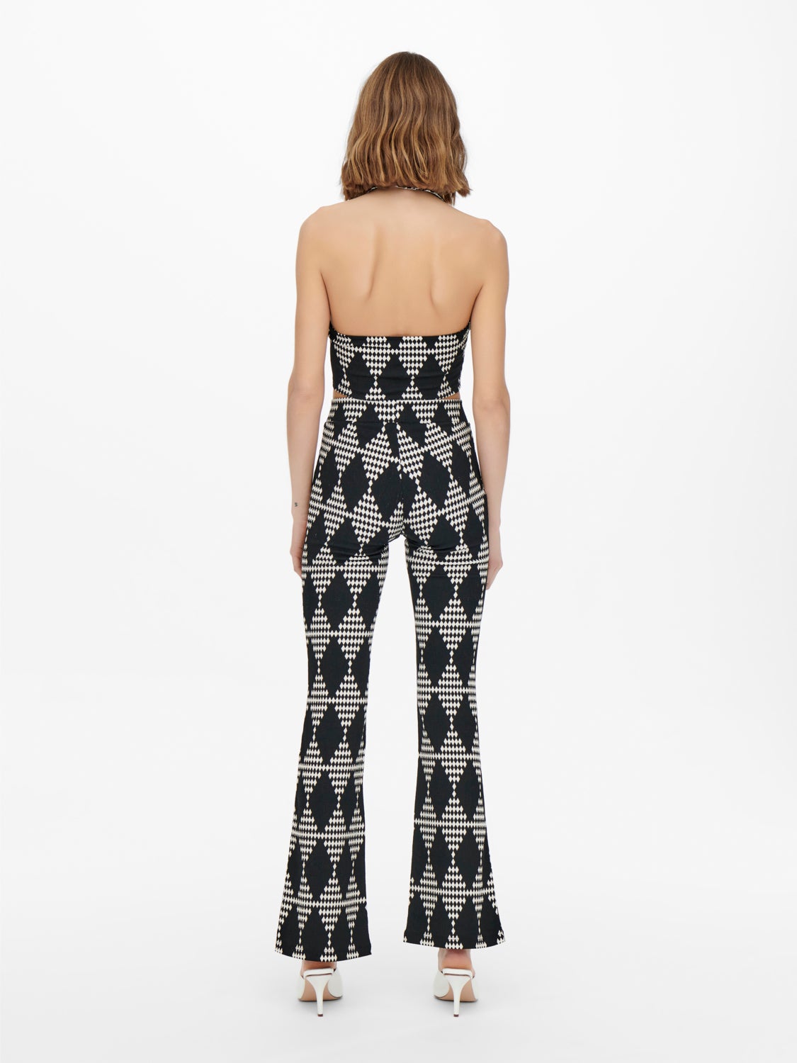 Harlequin patterned halterneck Top