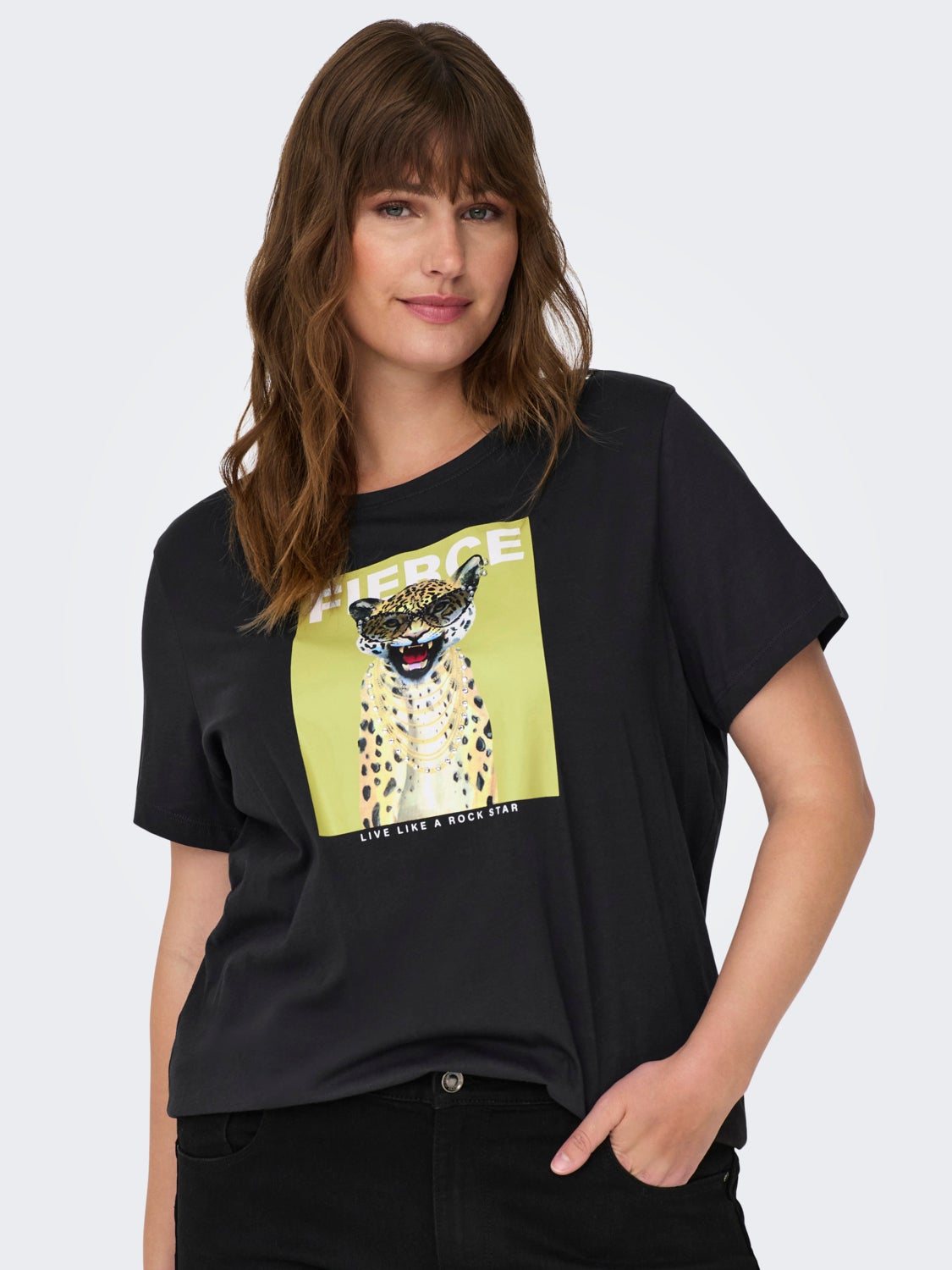 Curvy o-neck t-shirt with print