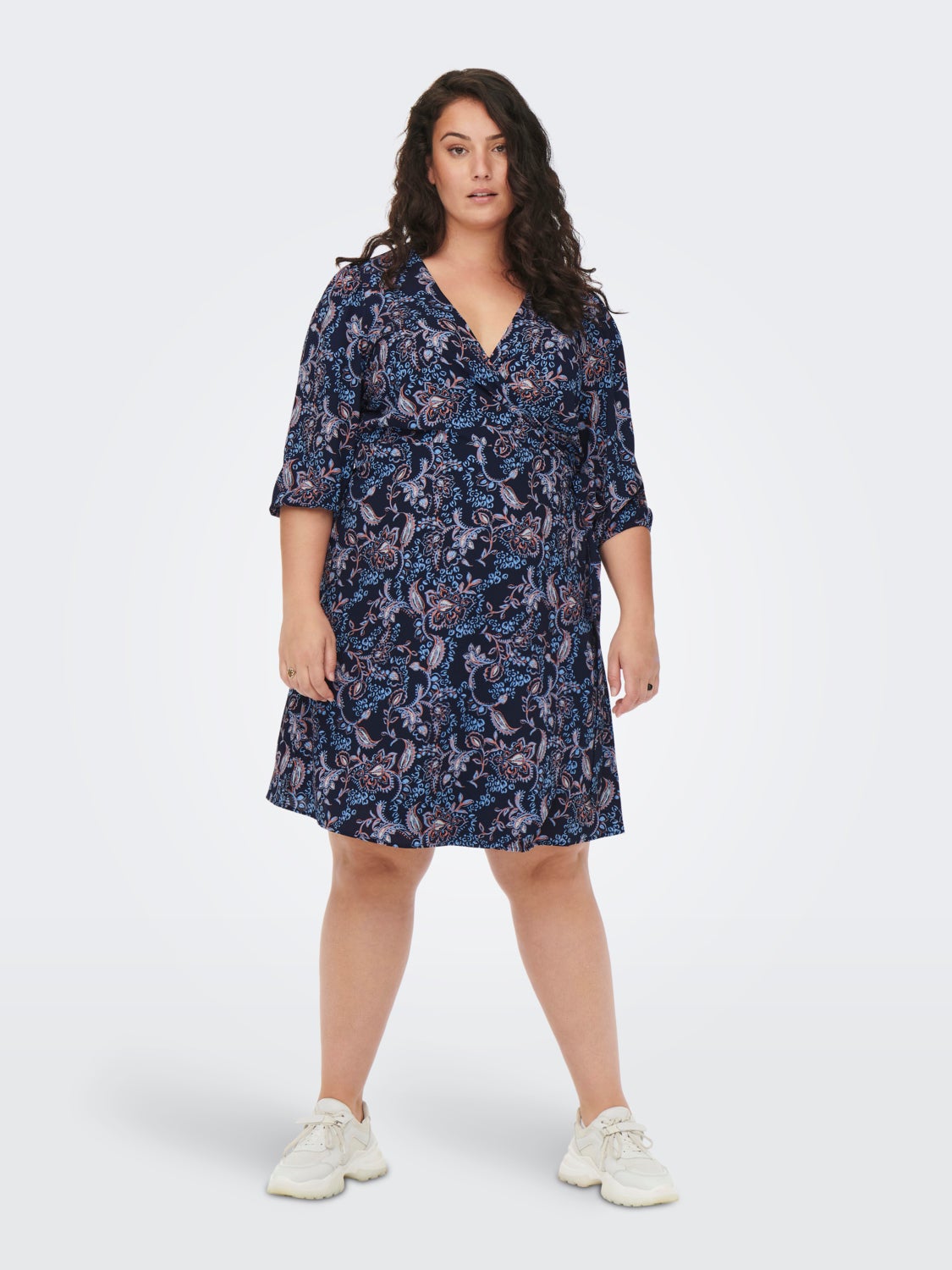 Curvy 3/4 sleeve Wrap dress