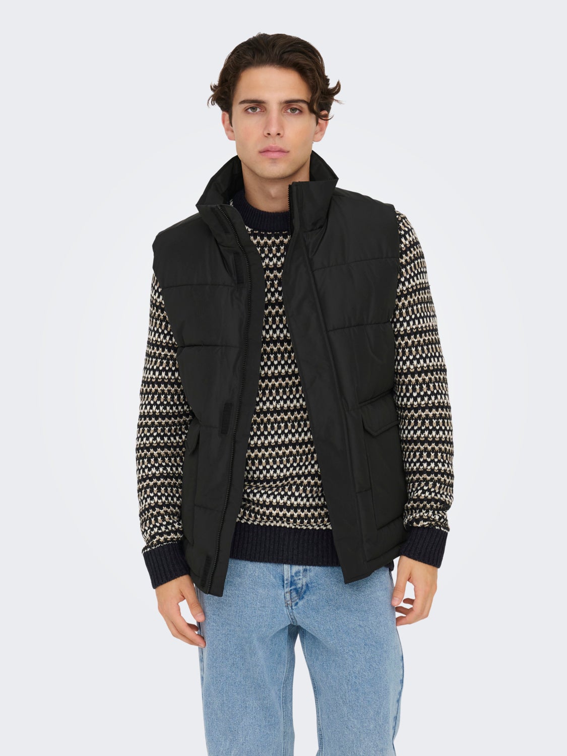 High neck puffer gilet