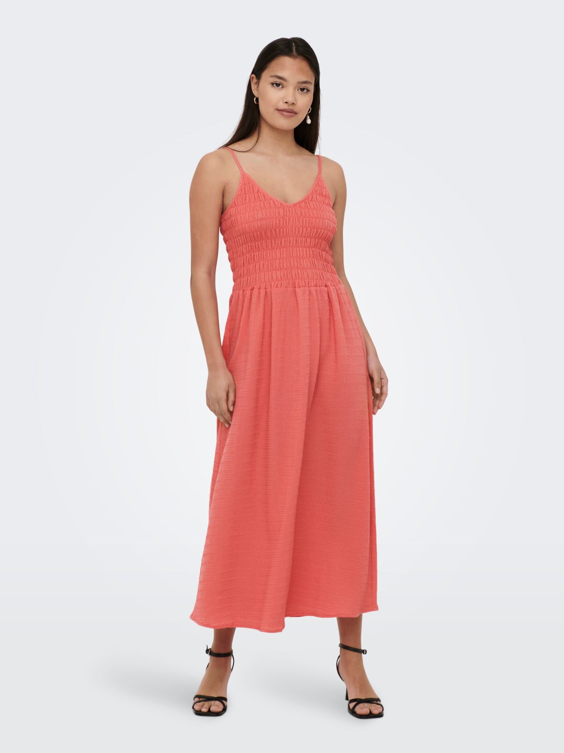 V-Neck Midi Smock Dress