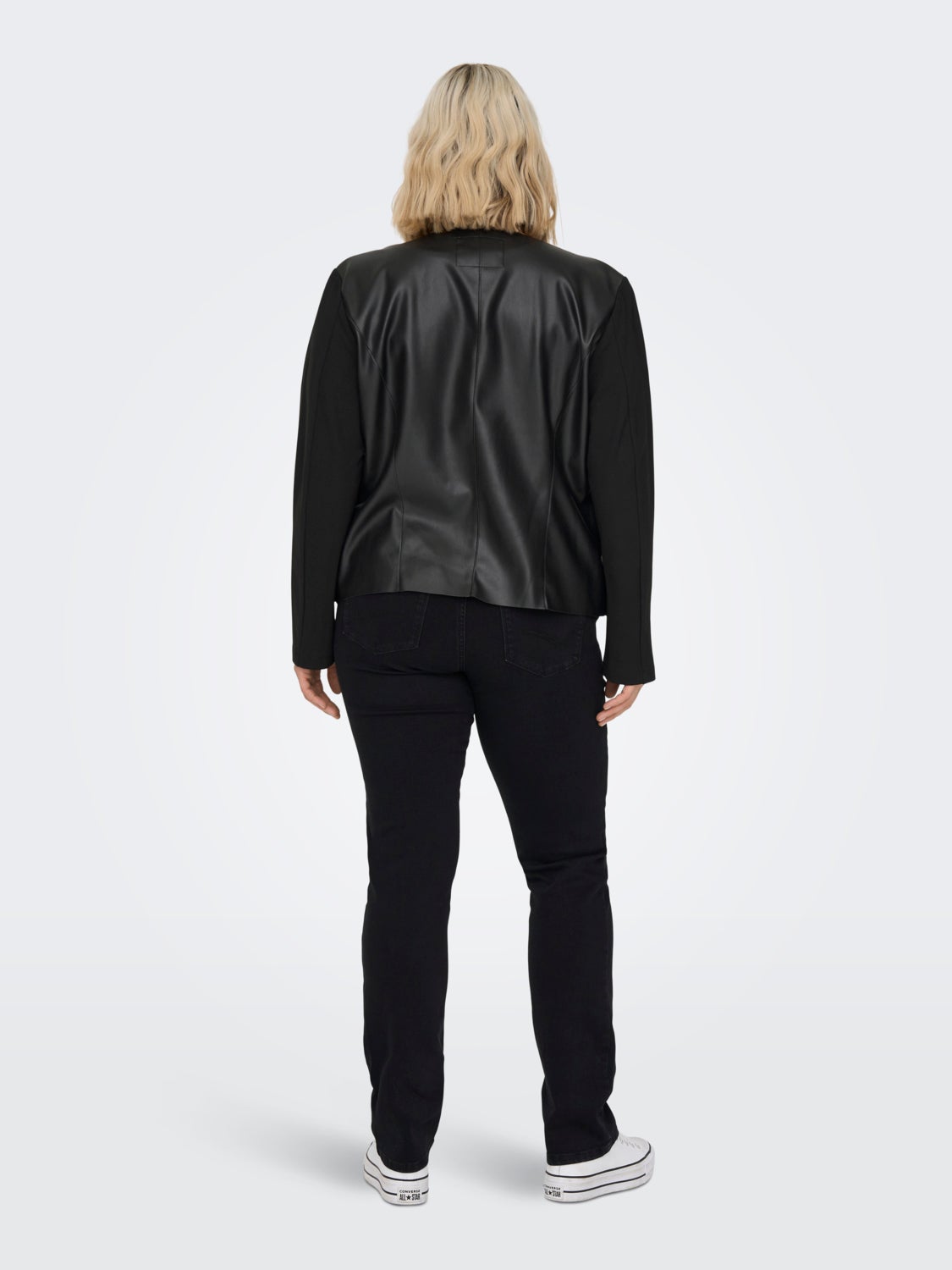 Curvy faux leather blazer