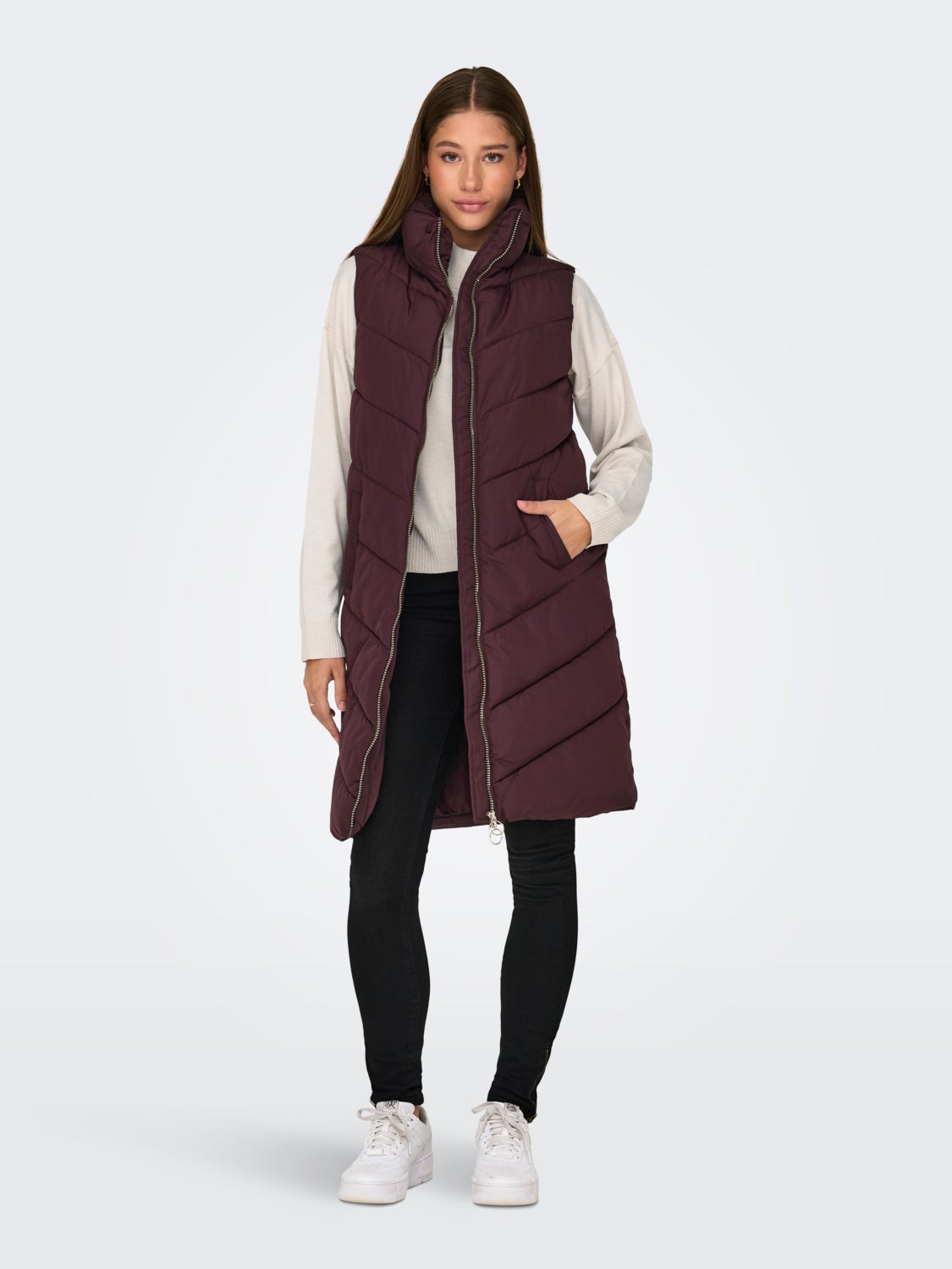 Long vest with high neck