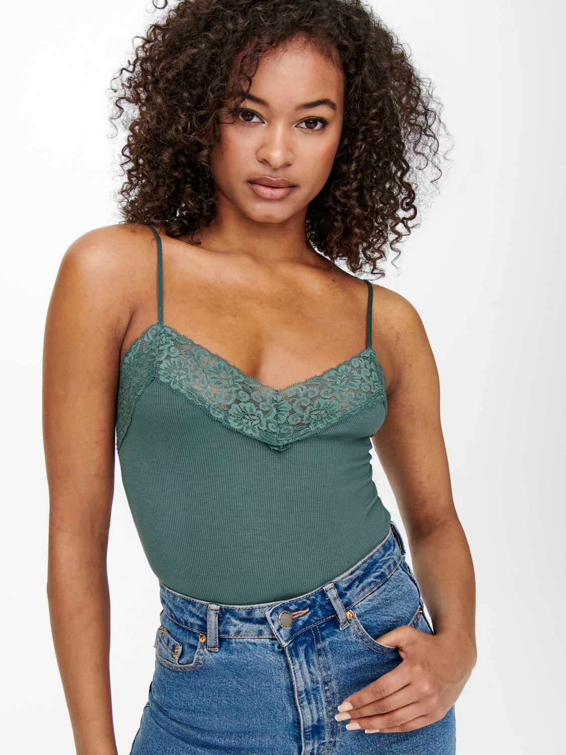 Rib lace Top