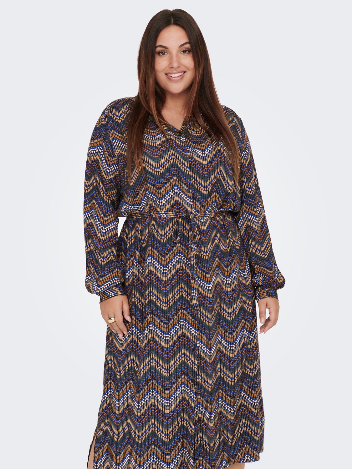 Curvy printed shirt dress