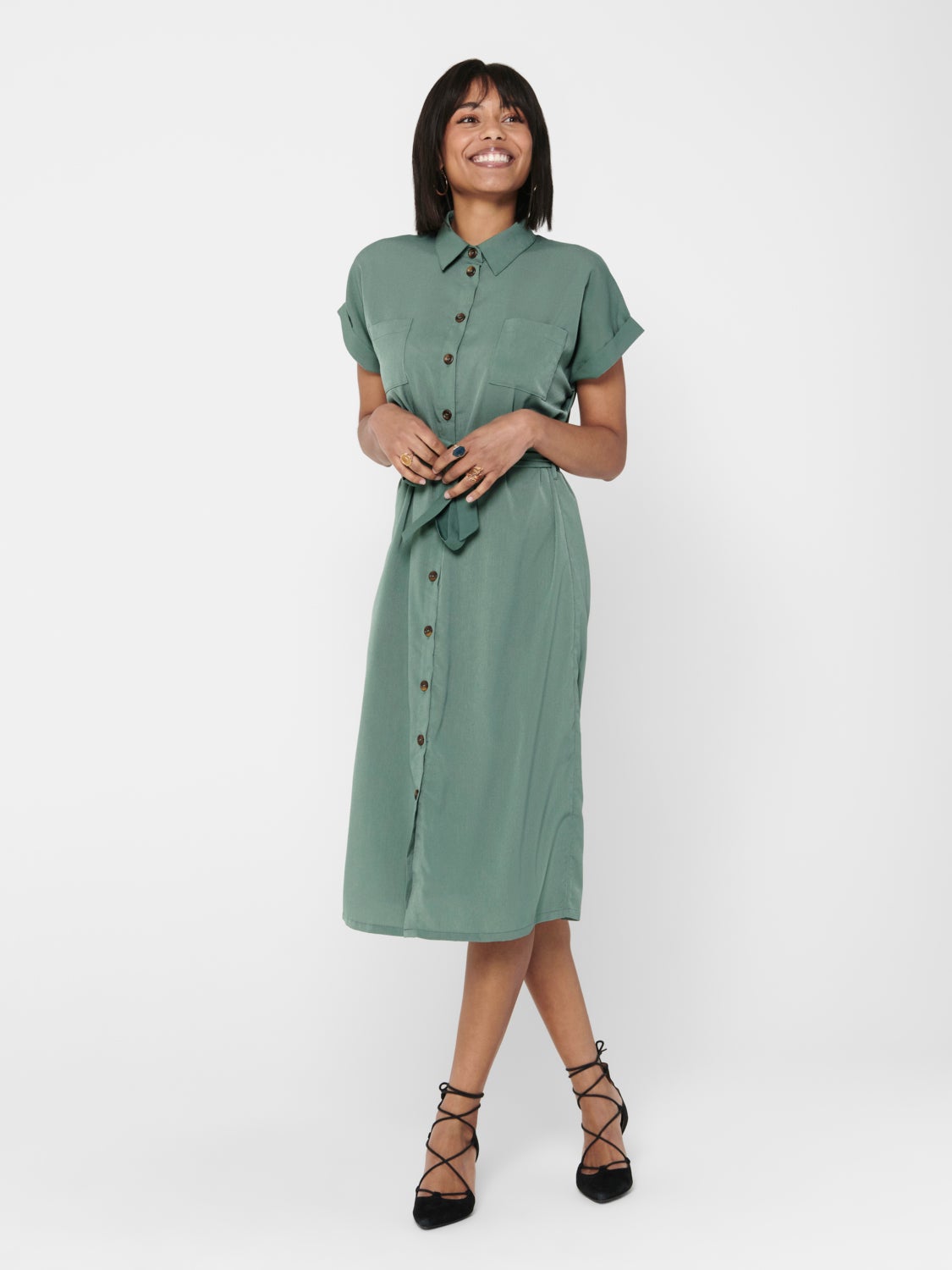 Midi Tie belt Shirt dress