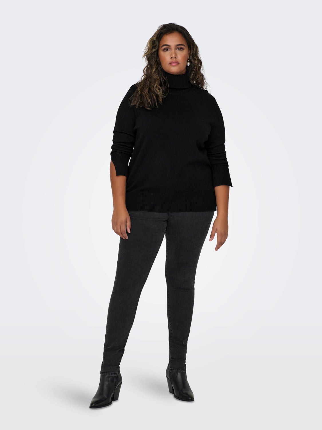 Curvy knit sweat with high neck