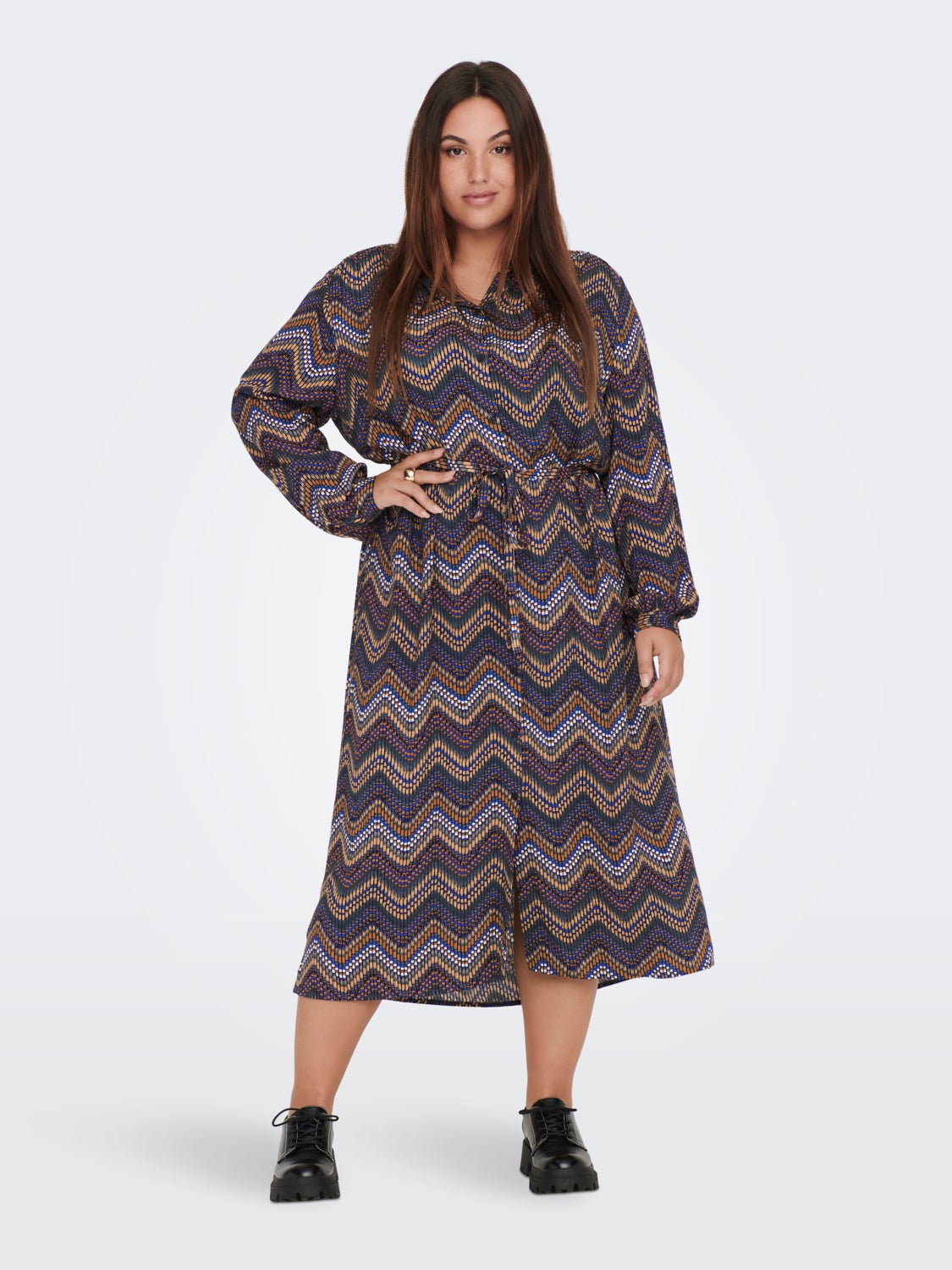 Curvy printed shirt dress