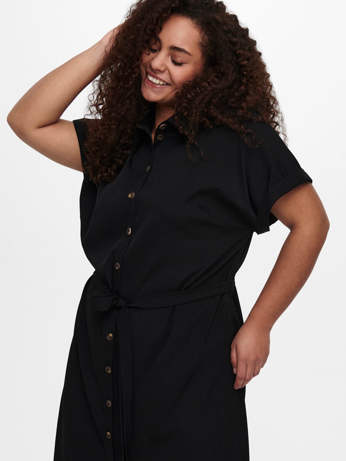 Curvy tie belt Shirt dress