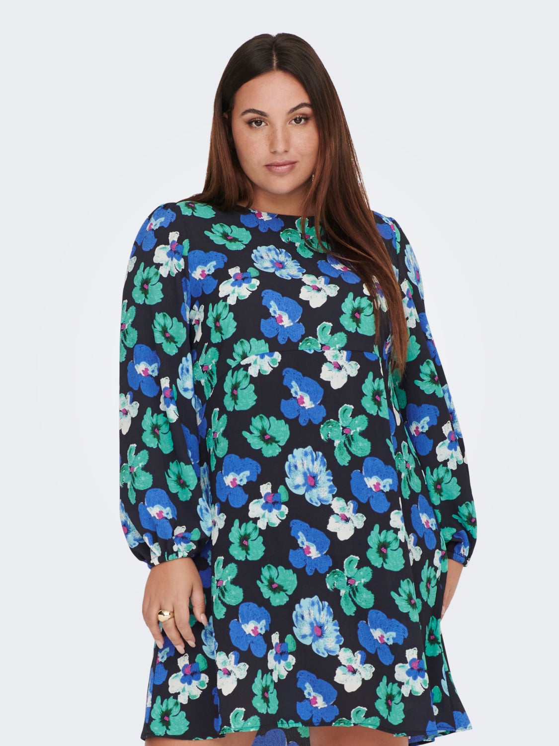 Curvy Printed Long Sleeved dress