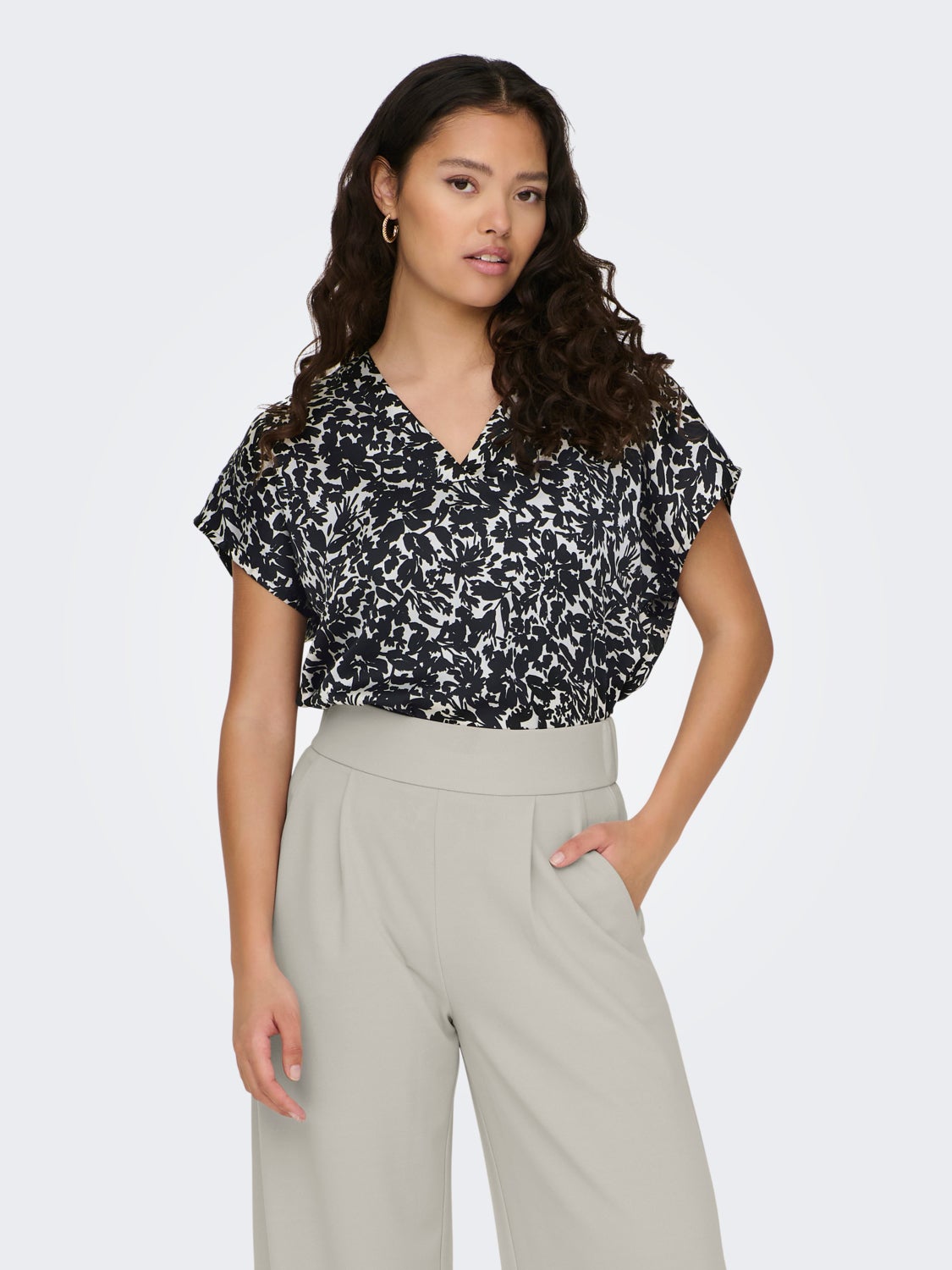 V-neck sateen top
