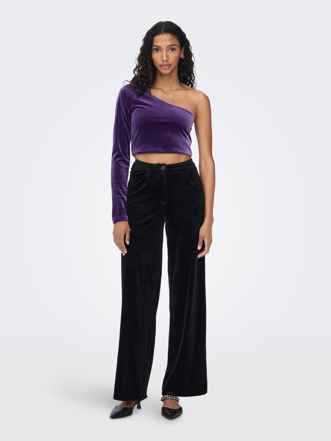 One shoulder Velvet Top