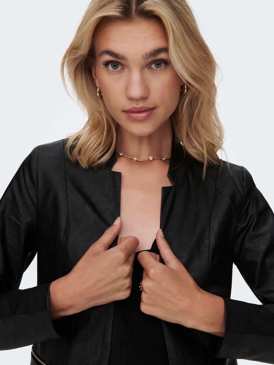 Faux leather zip Blazer