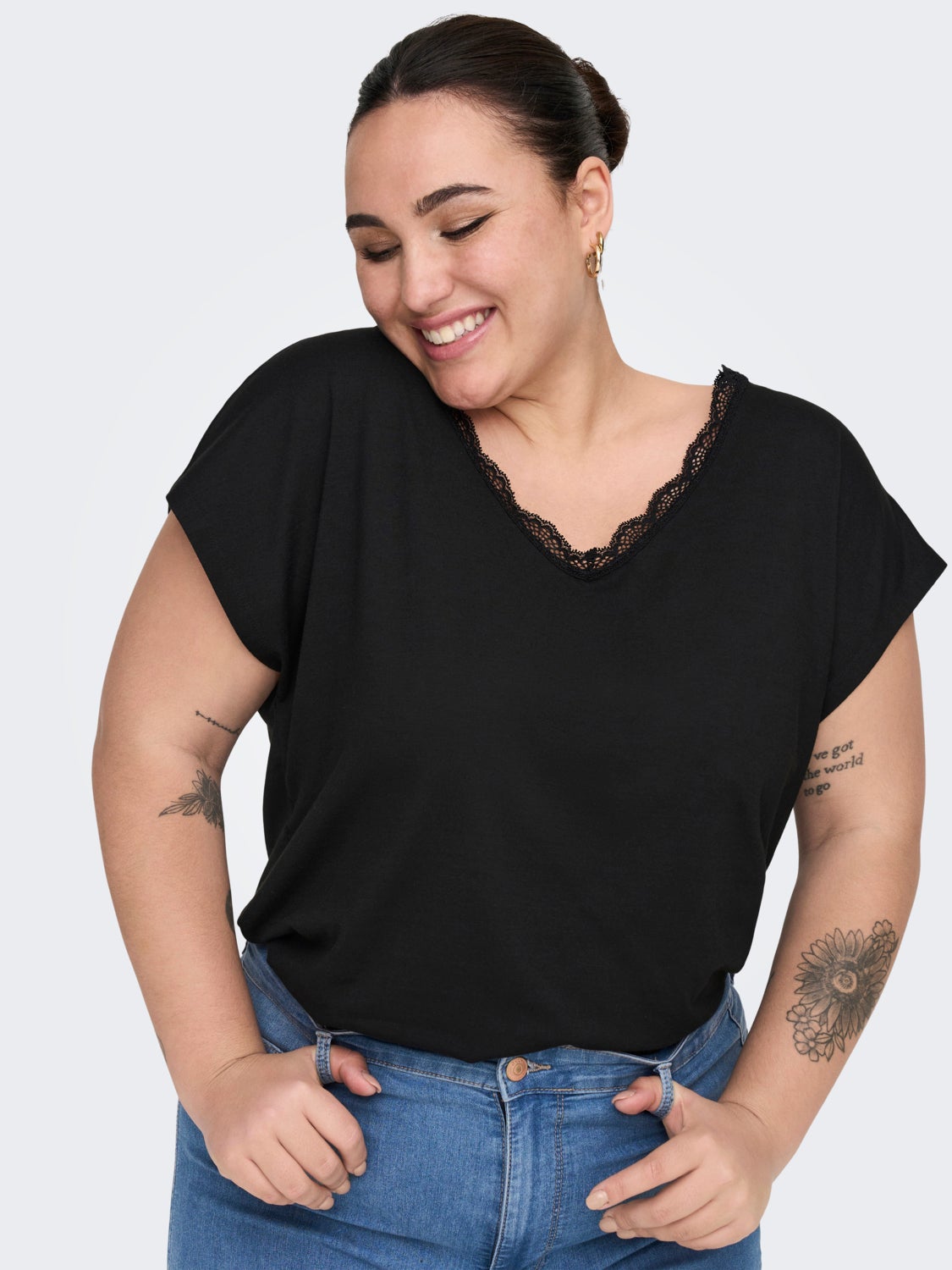 Curvy lace trim top