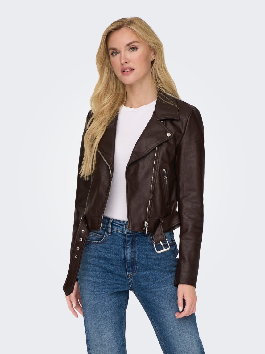 Faux leather biker jacket