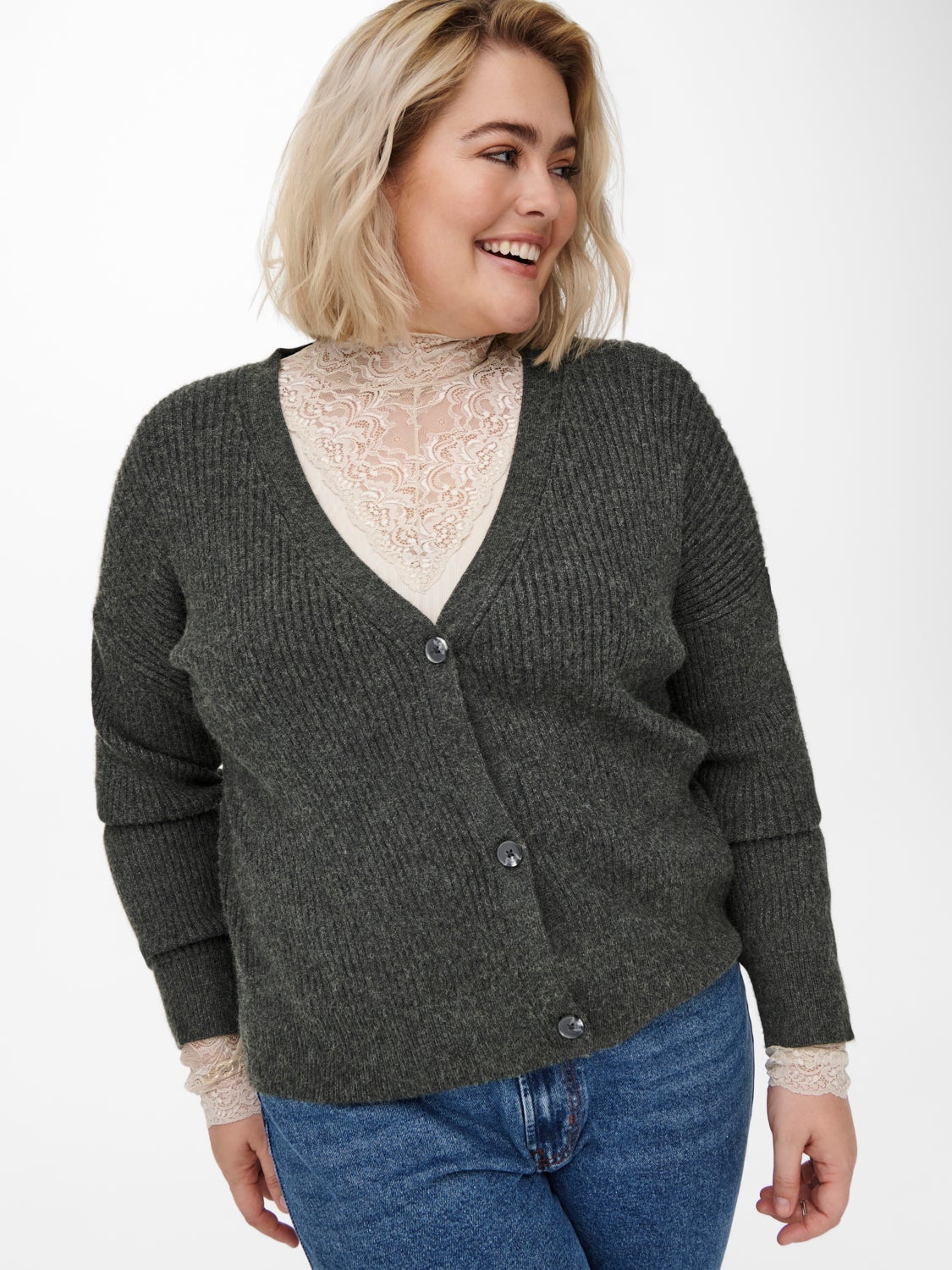 Curvy v-neck Knitted Cardigan