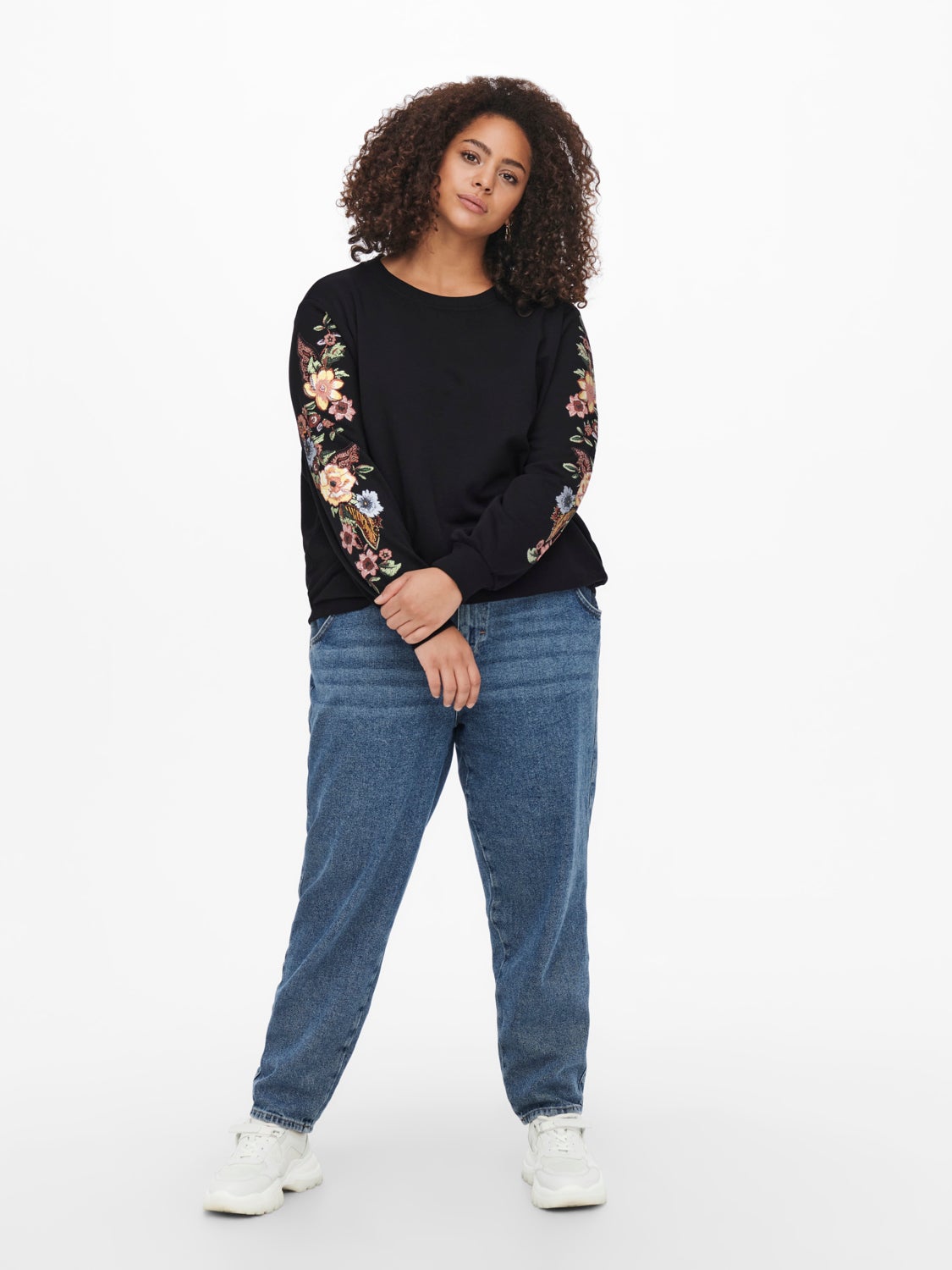 Curvy sleeve detailed Sweatshirt