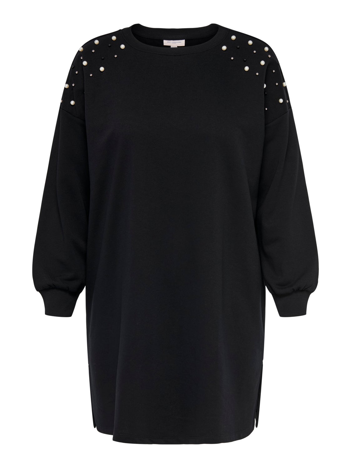 Curvy pearl detail long sweatshirt