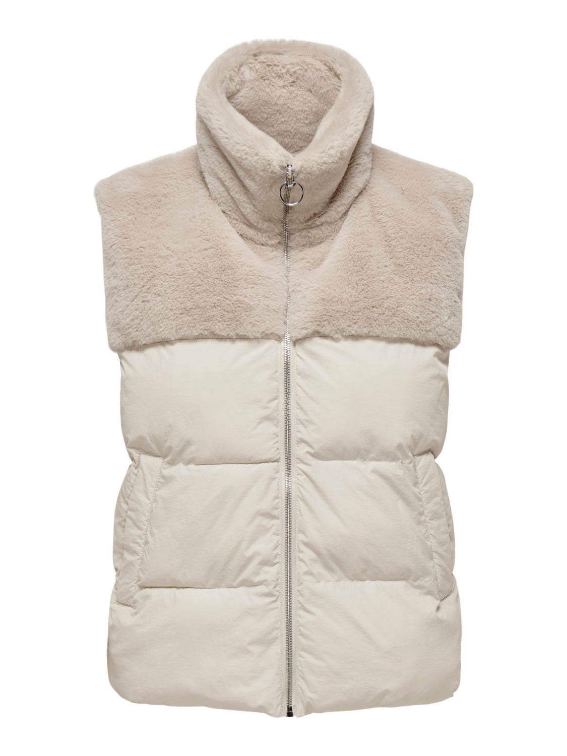 Faux fur puffer gilet