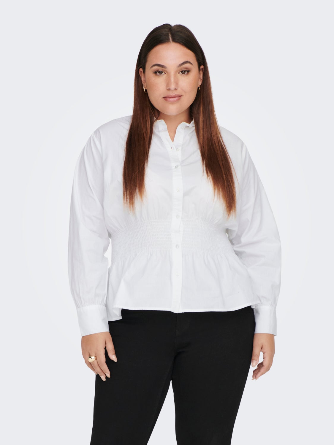Curvy smock detail shirt