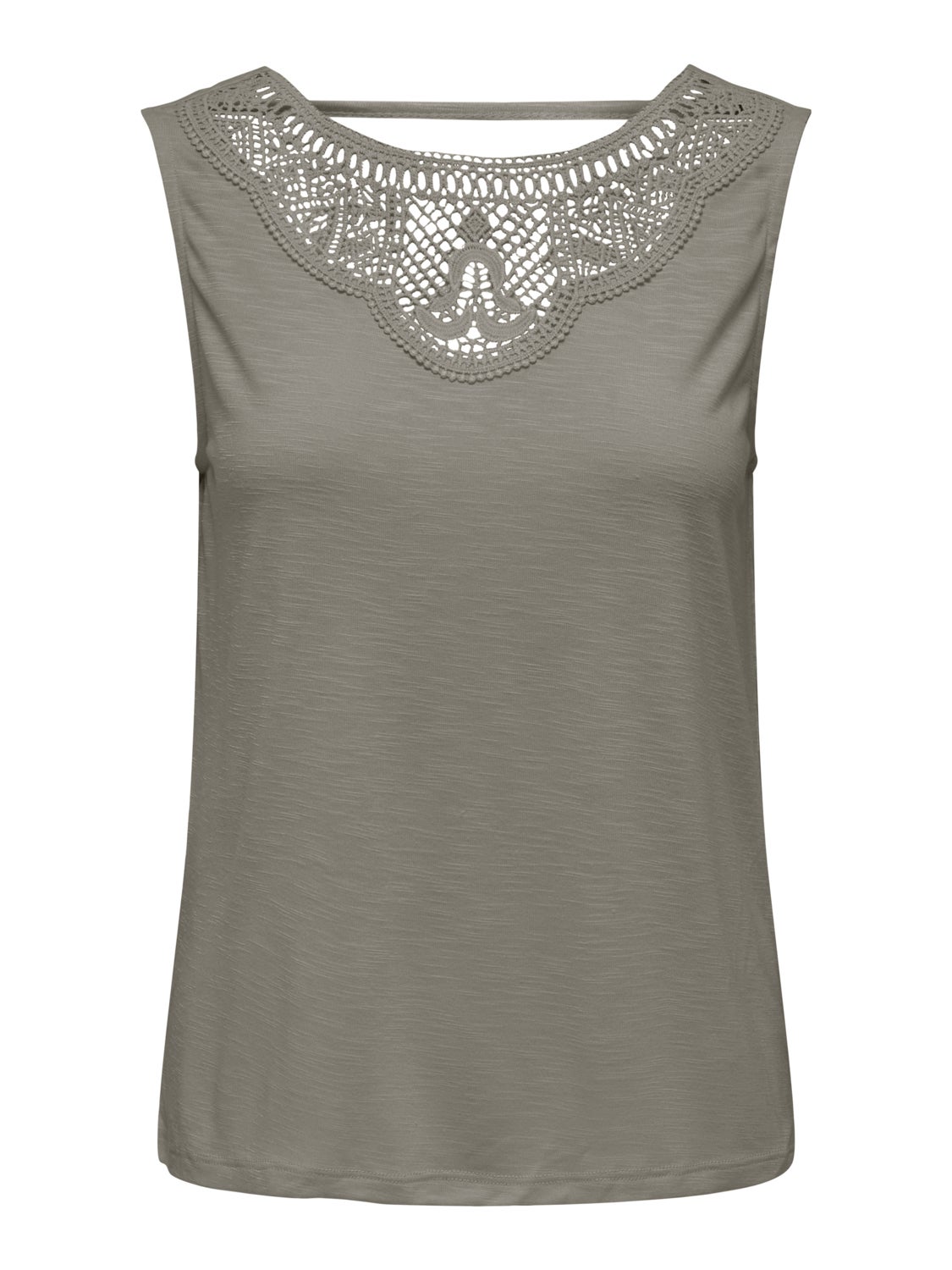 Sleeveless o-neck top with lace detail