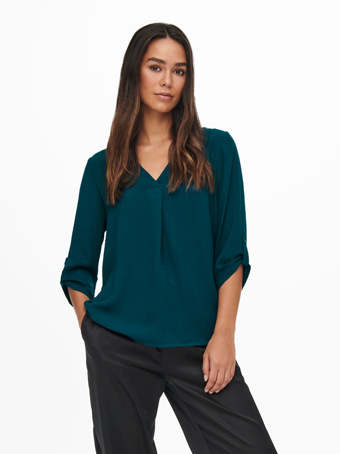 Solid colored 3/4 sleeved top