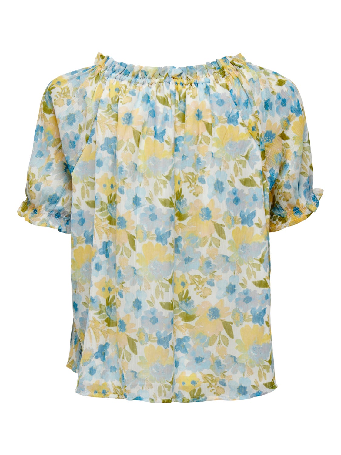 Patterned ruffle Short Sleeved Top