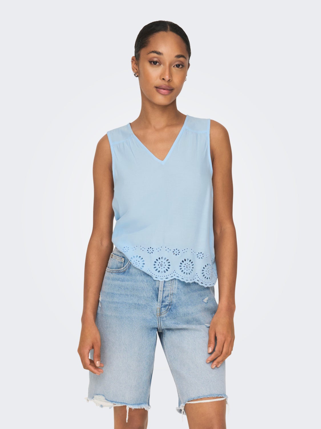 V-neck top with lace detail