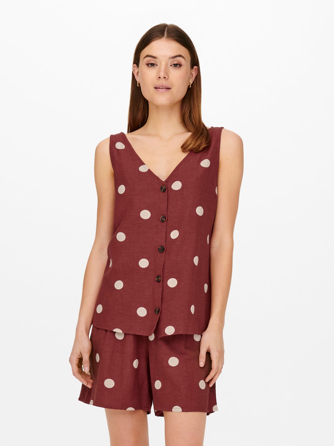 Short sleeved linen button Top