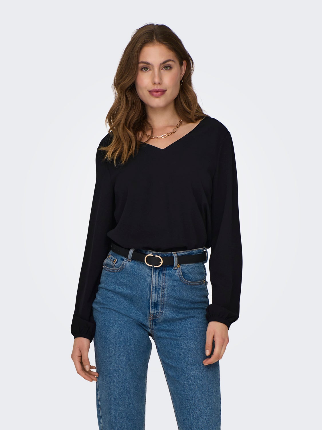 V-neck top with long sleeves