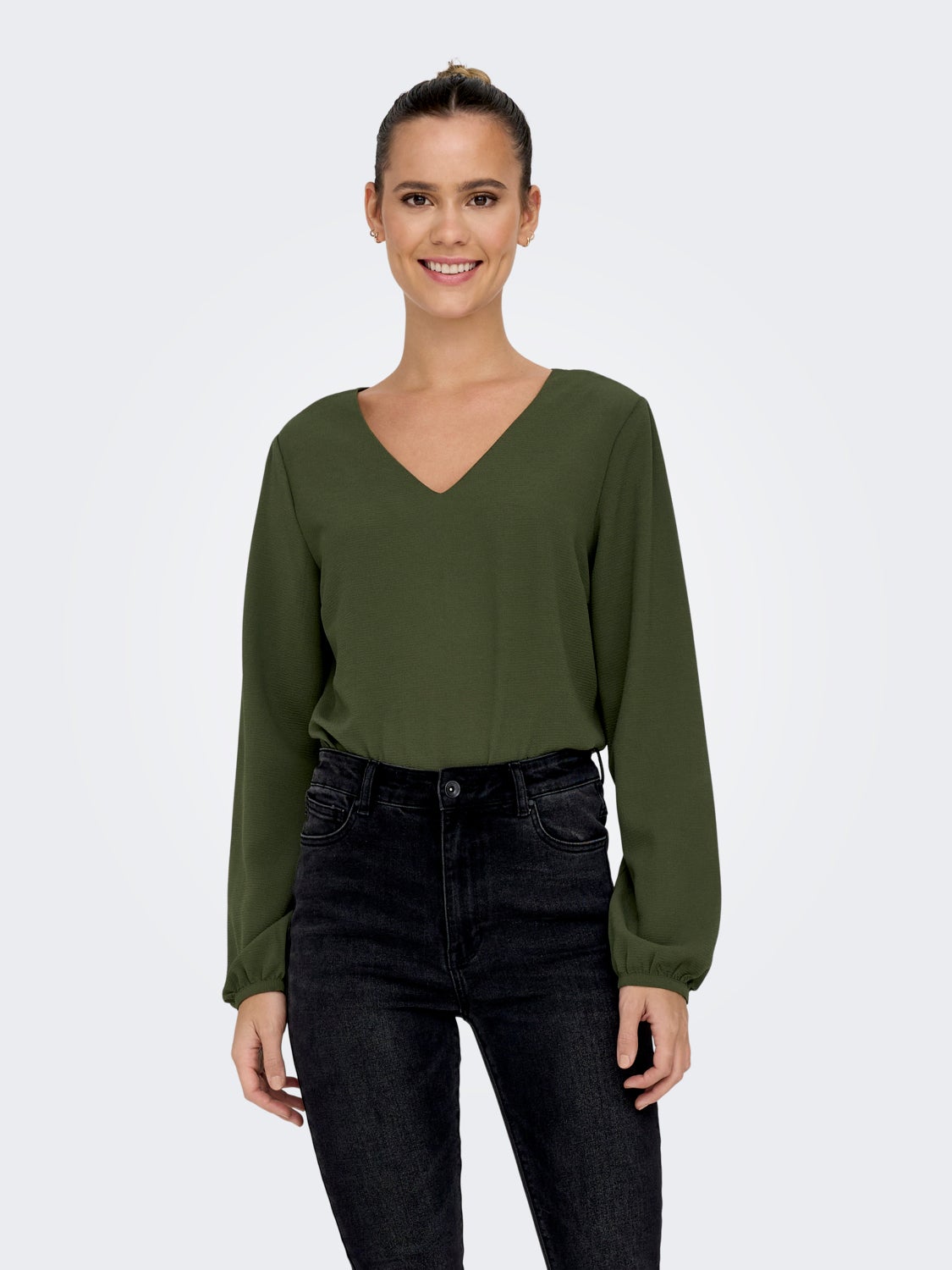 V-neck top with long sleeves