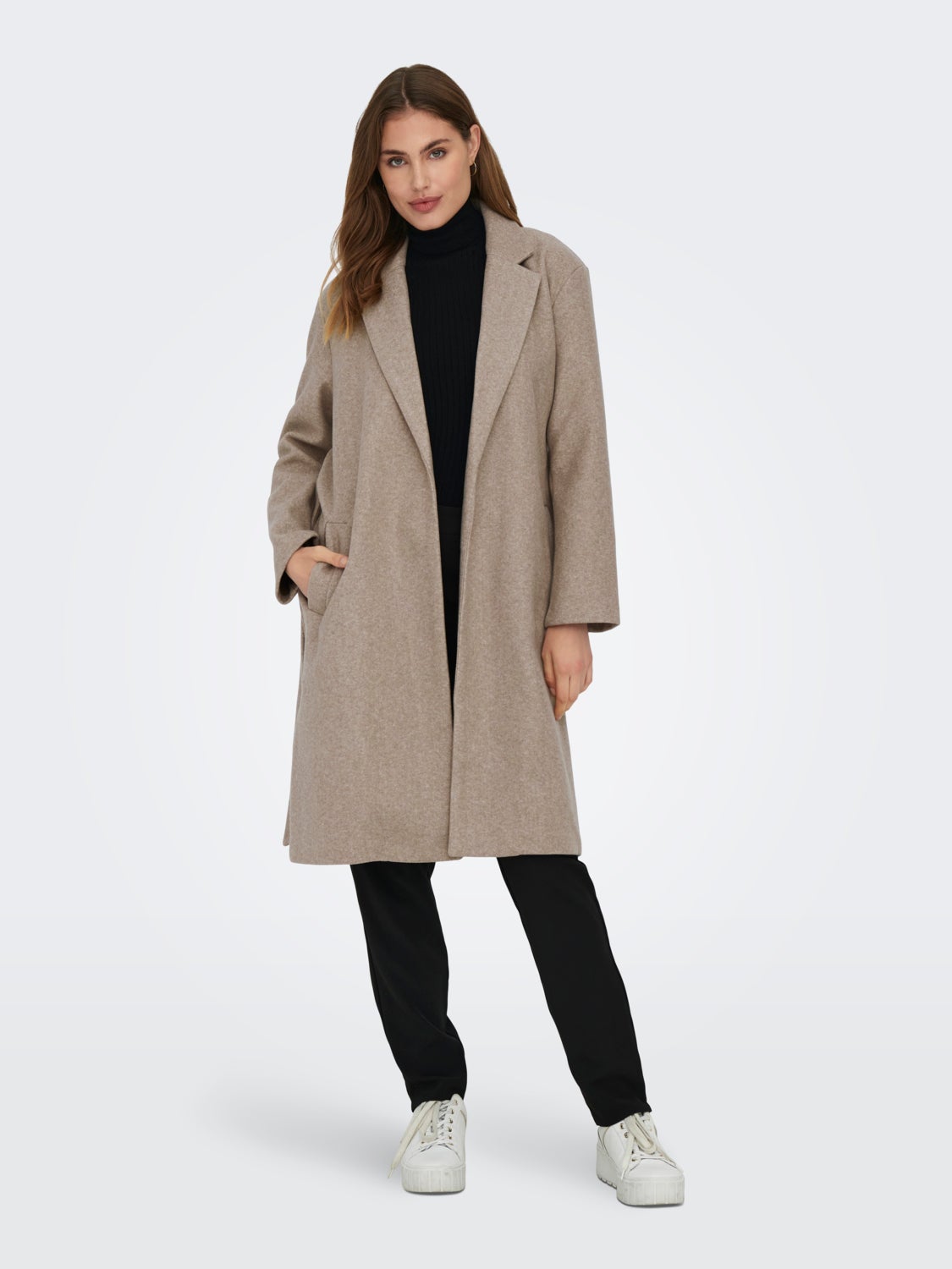 Long coat with belt