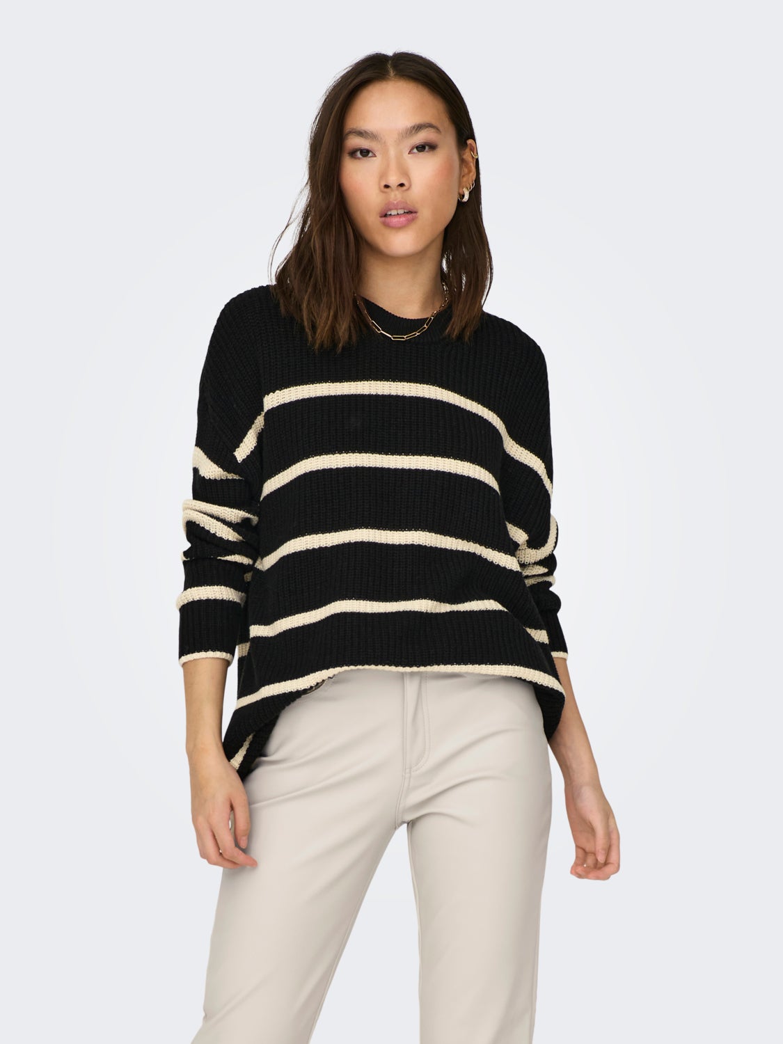 Striped knitted pullover