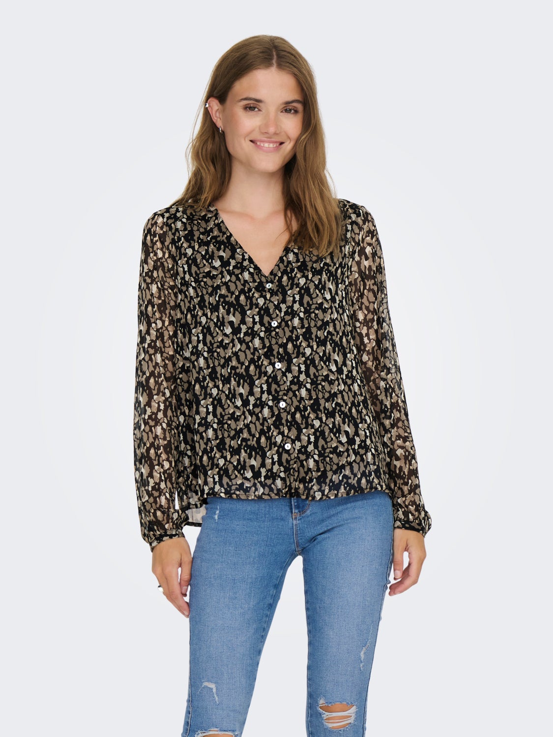 V-NECK TOP WITH LONG SLEEVES