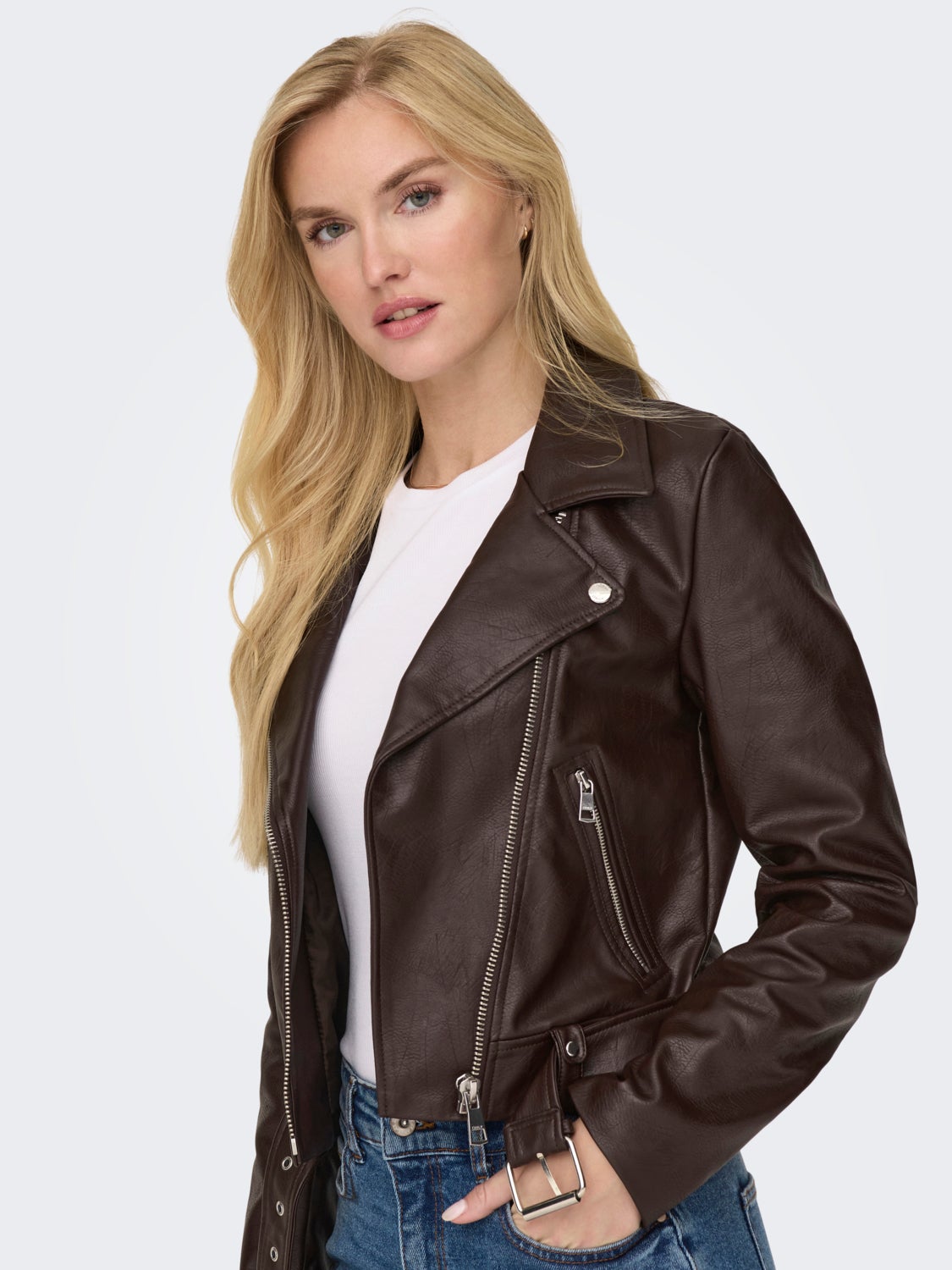 Faux leather biker jacket