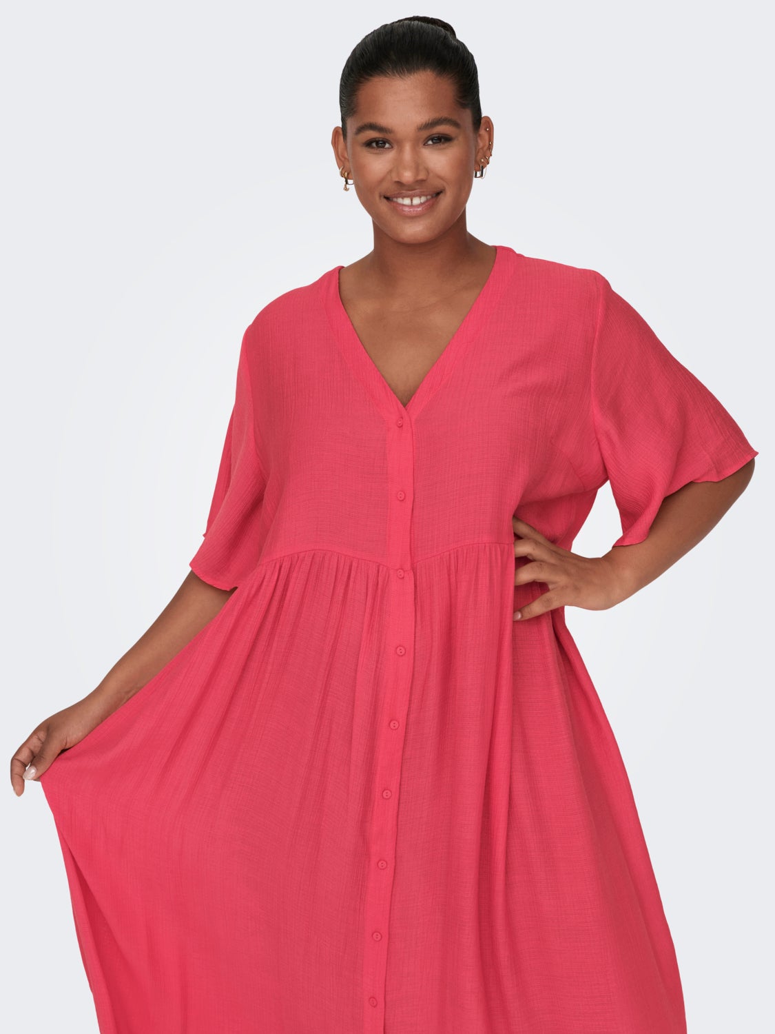Curvy button midi dress