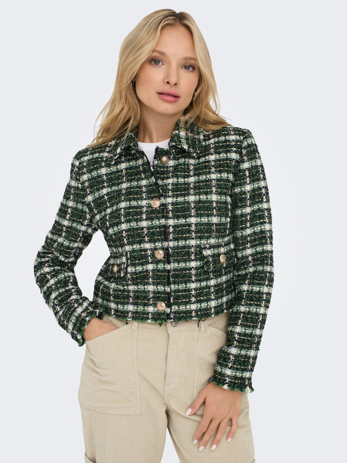 Cropped checked jacket